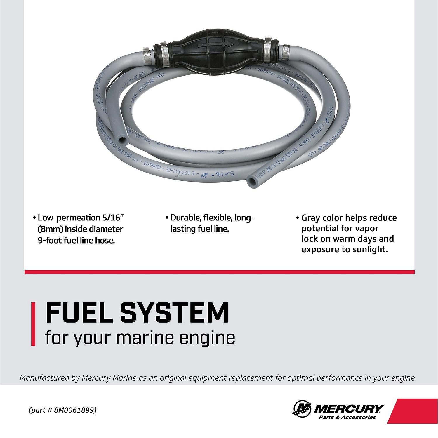 Mercury 5/16 in. (8mm) I.D. Fuel Line Assembly 8M0061899 9 Feet