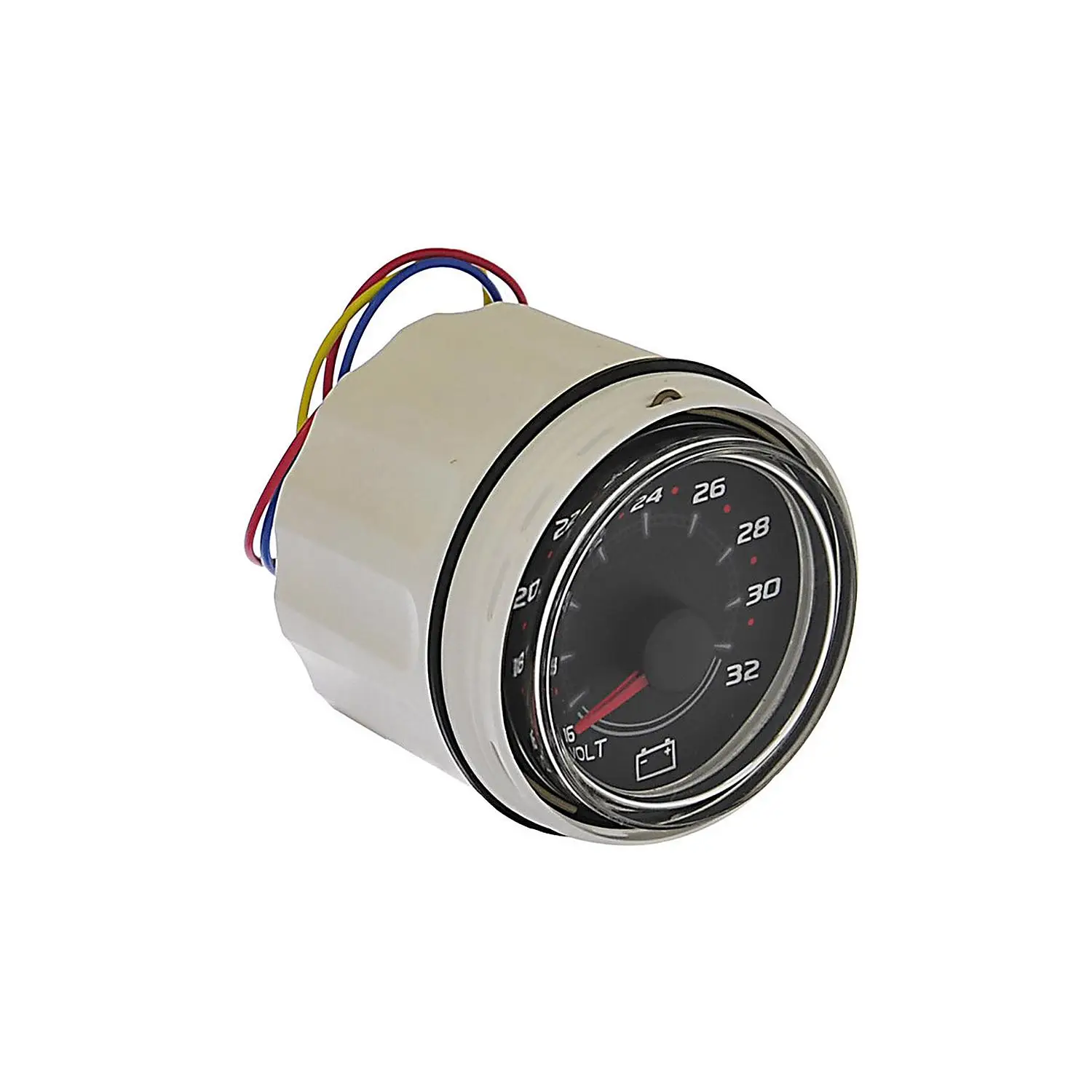 8M0069426 16-32 Volt Voltage Gauge SmartCraft - Round - Black - Image 2