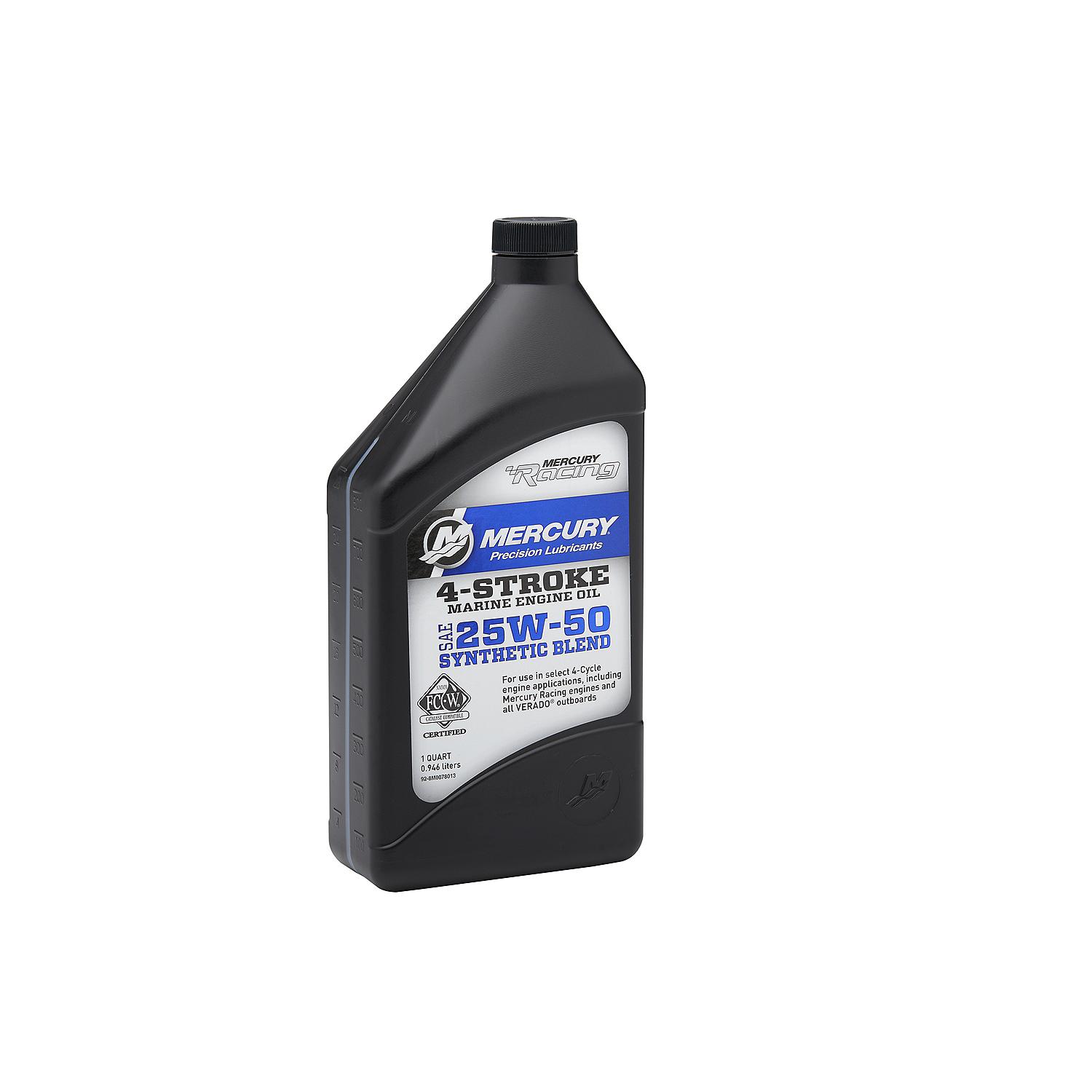Mercury Racing 8M0078013 SAE 25W-50 Synthetic Blend High Performance 4-Stroke Marine Engine Oil - 1 Quart Bottle - Image 2