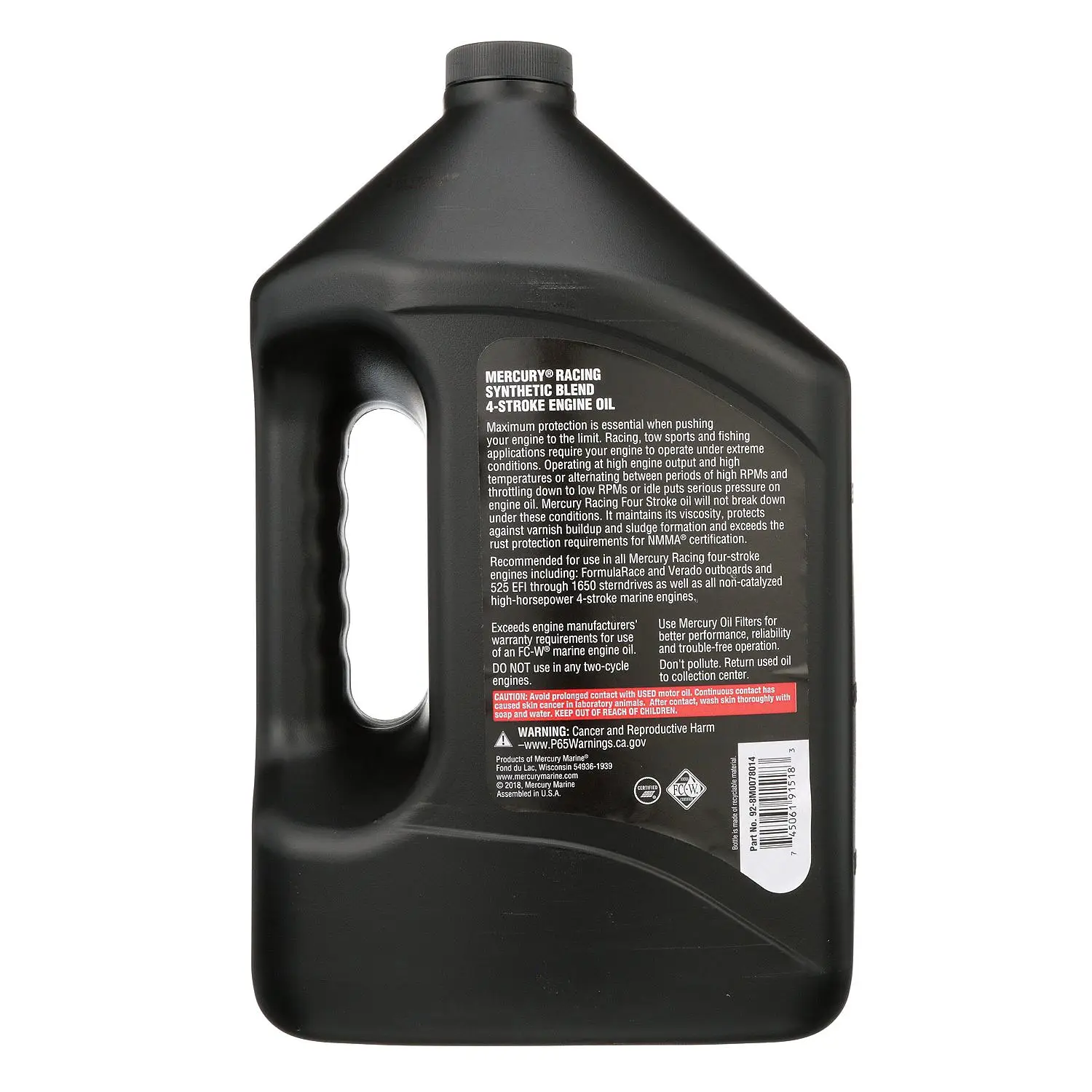 Mercury Racing 8M0078014 SAE 25W-50 Synthetic Blend High Performance 4-Stroke Marine Engine Oil - 1 Gallon - Image 3