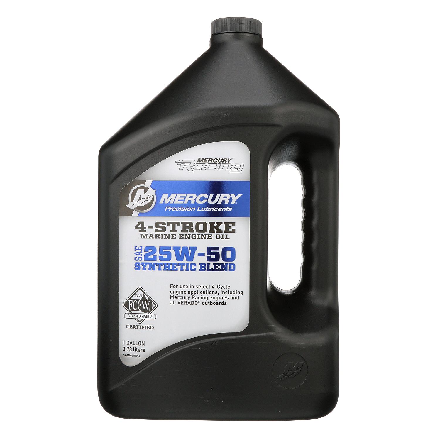 Mercury Racing 8M0078014 SAE 25W-50 Synthetic Blend High Performance 4-Stroke Marine Engine Oil – 1 Gallon