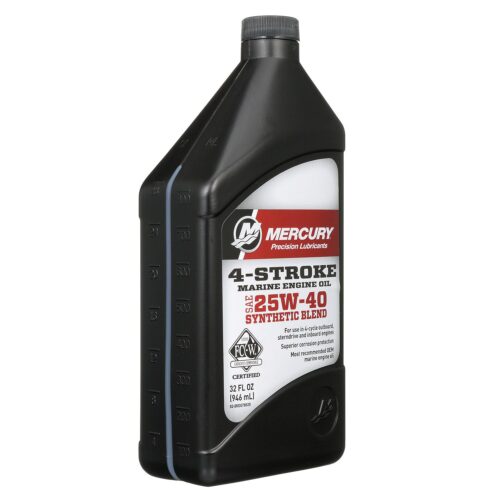 Mercury 8M0078629 SAE 25W-40 Synthetic Blend 4-Stroke Marine Engine Oil – 1 Quart Bottle
