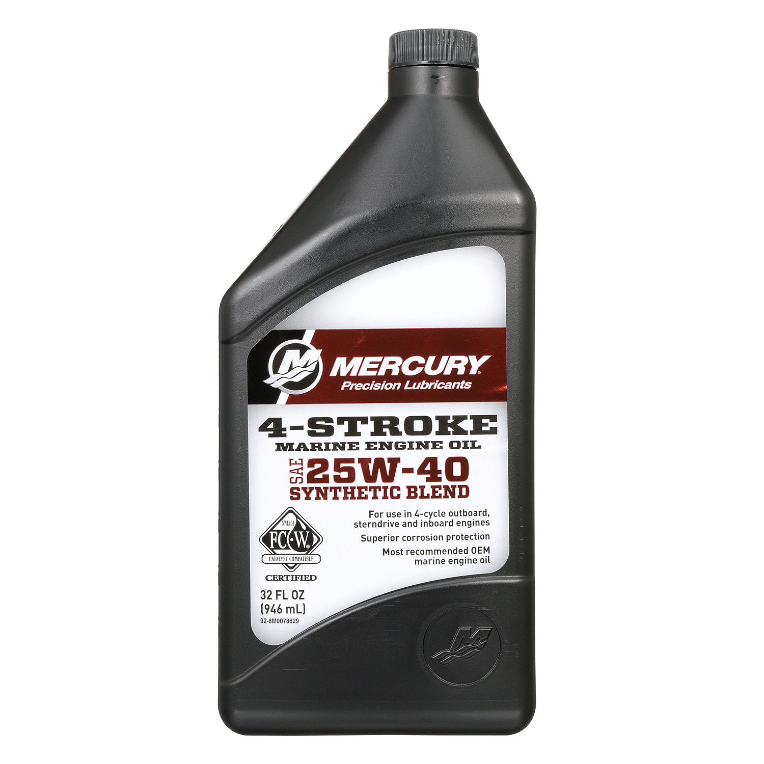 Mercury 8M0078629 SAE 25W-40 Synthetic Blend 4-Stroke Marine Engine Oil - 1 Quart Bottle - Image 4