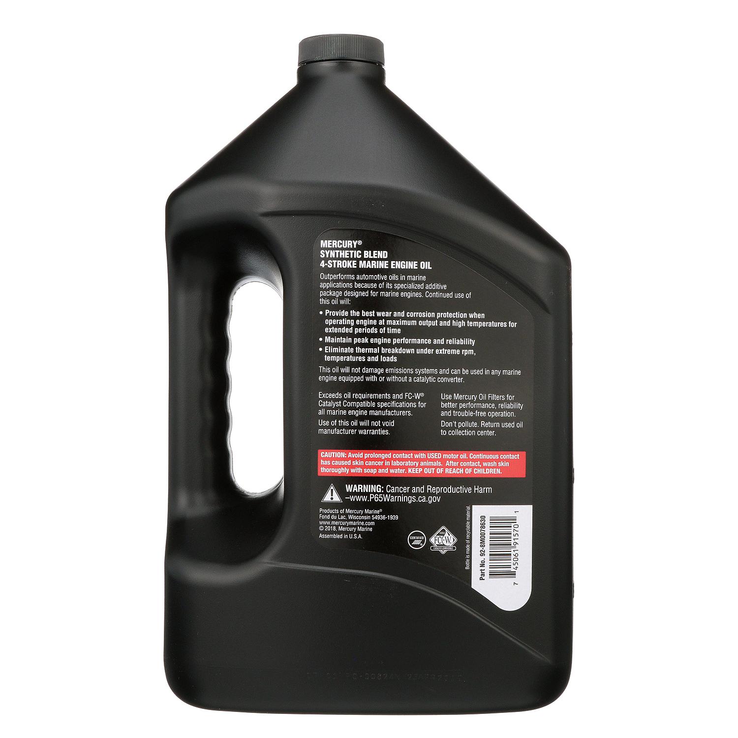 Mercury 8M0078630 SAE 25W-40 Synthetic Blend 4-Stroke Marine Engine Oil - 1 Gallon - Image 5
