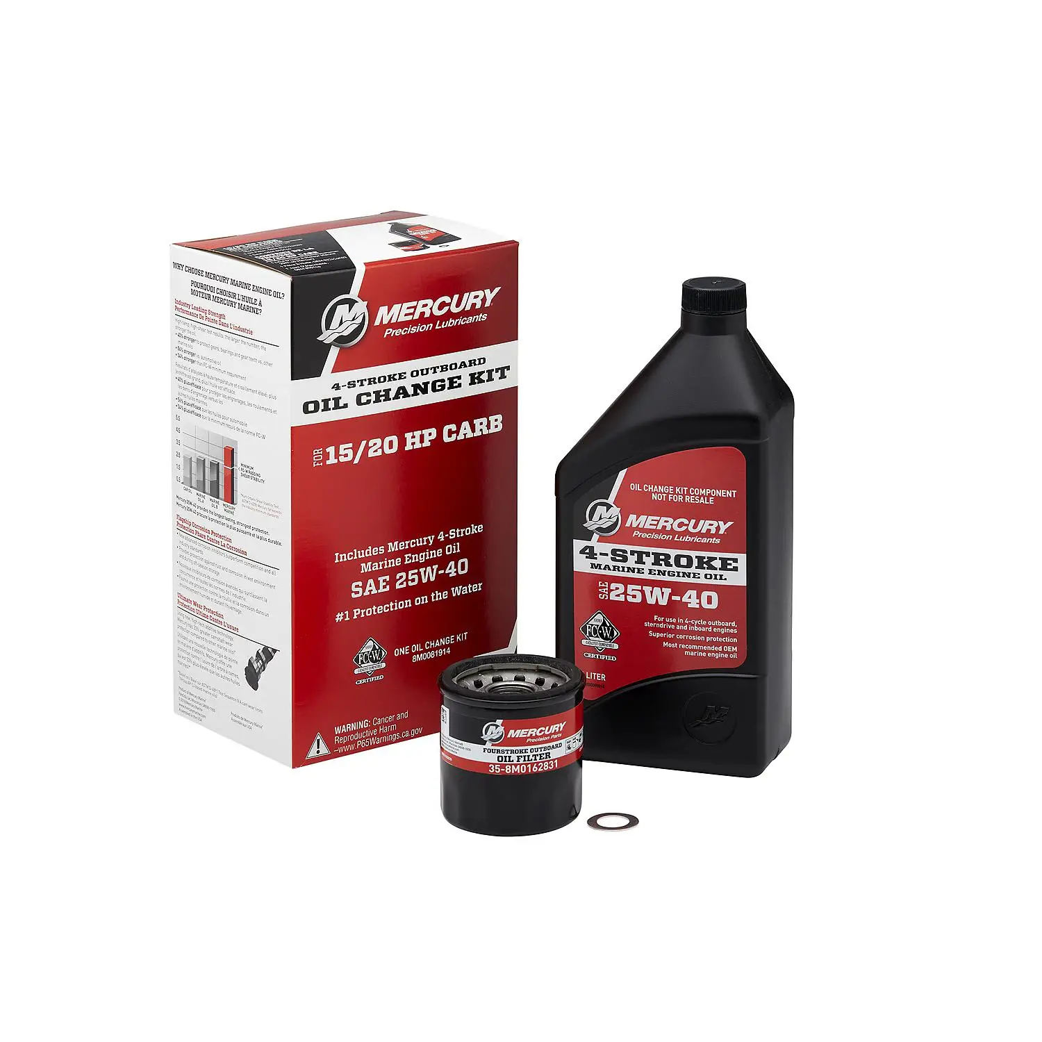 Mercury 8M0081914 SAE 25W-40 4-Stroke Outboard Oil Change Kit for Mercury 15/20hp Carbureted Outboards - Image 3