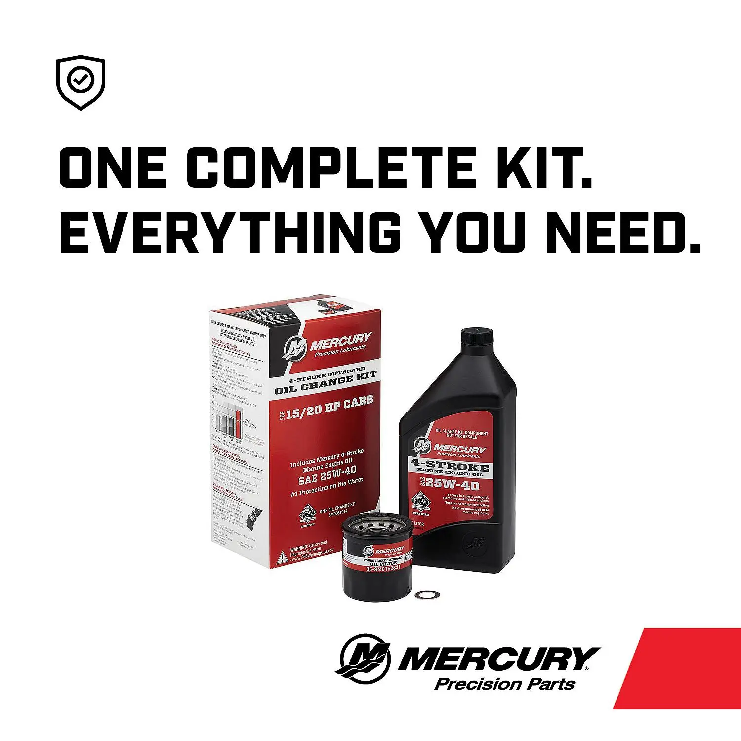 Mercury 8M0081914 SAE 25W-40 4-Stroke Outboard Oil Change Kit for Mercury 15/20hp Carbureted Outboards - Image 5