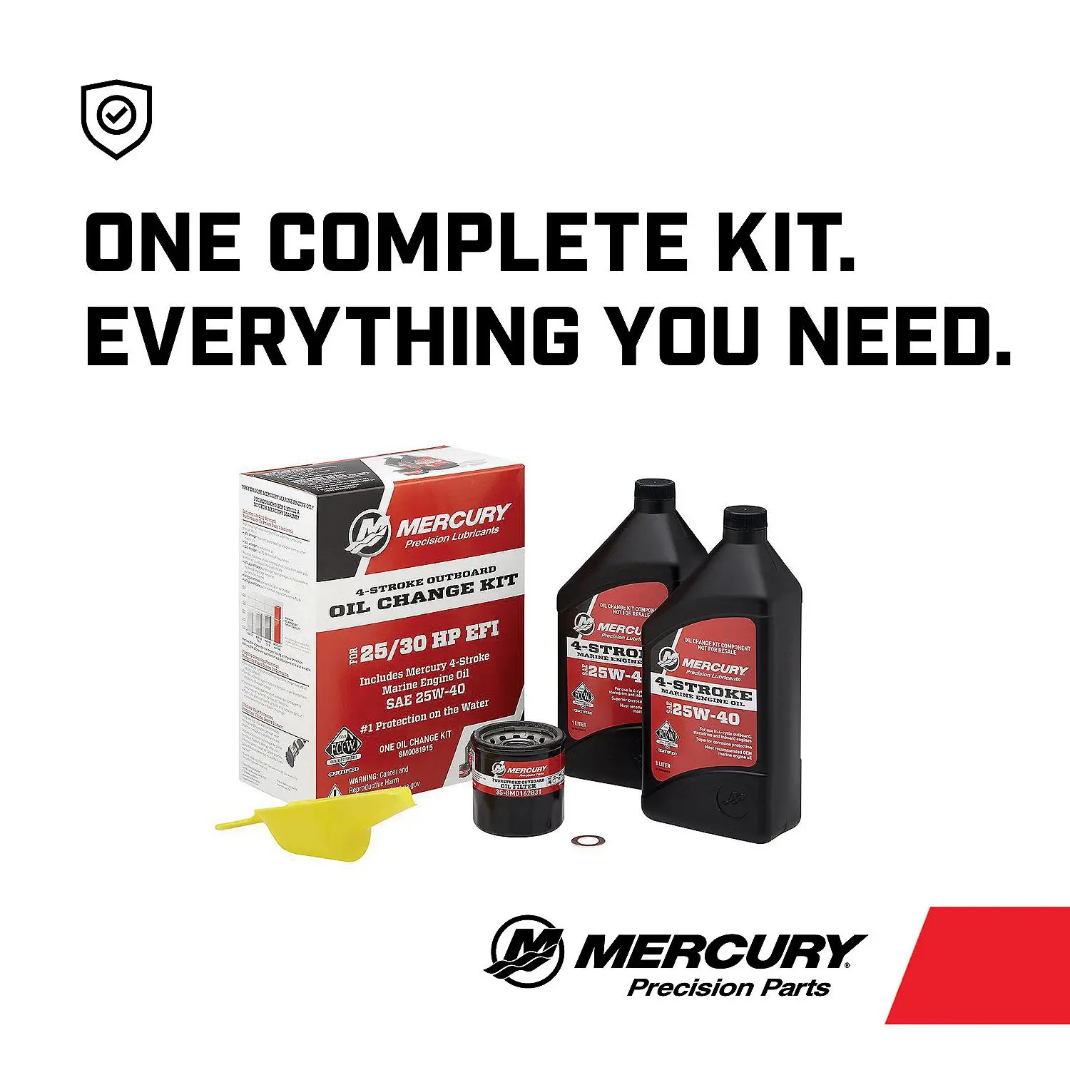 Mercury 8M0081915 SAE 25W-40 4-Stroke Outboard Oil Change Kit for Mercury 25/30hp EFI Outboards - Image 5