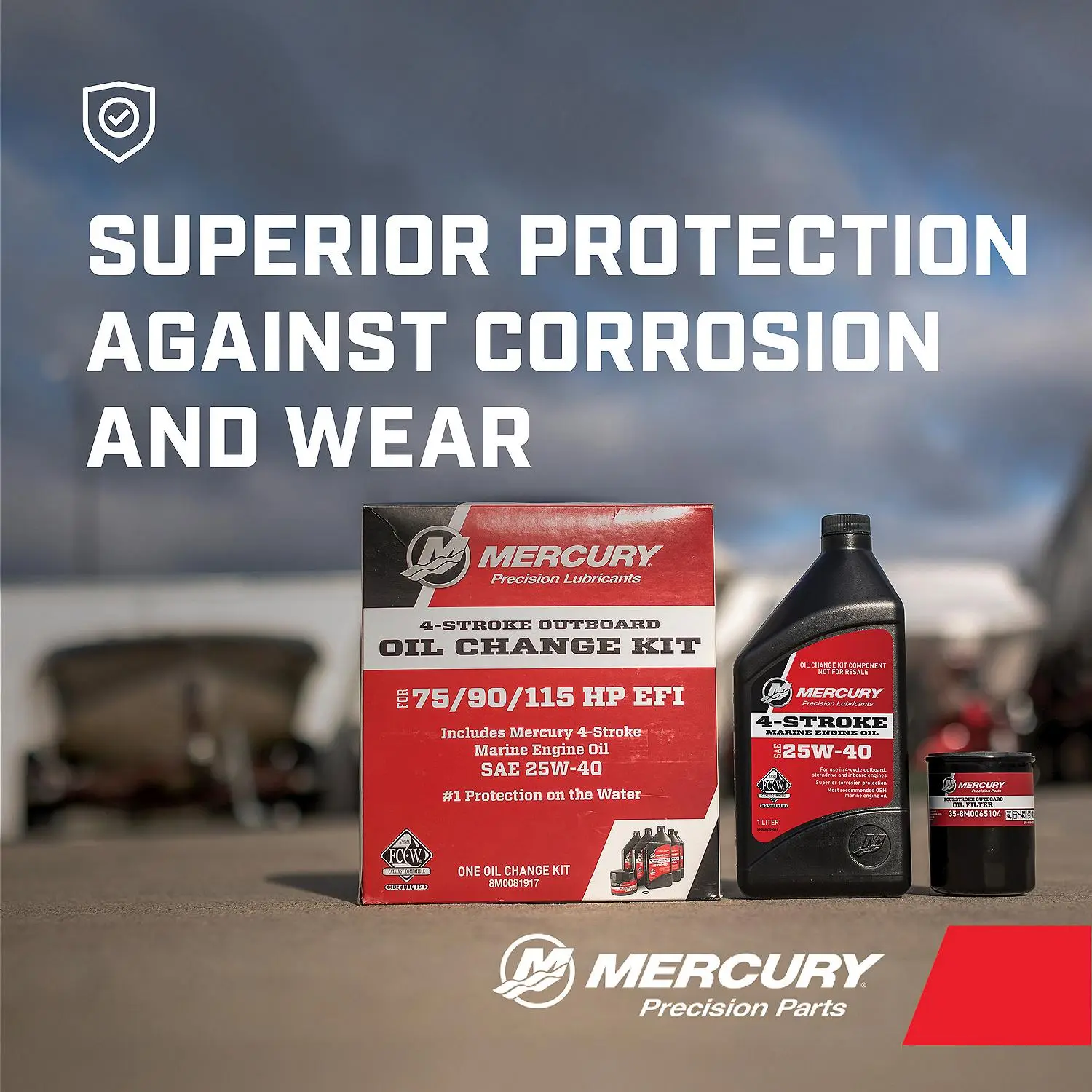 Mercury 8M0081917 SAE 25W-40 4-Stroke Outboard Oil Change Kit for Mercury 1.7L 75/90/115hp EFI Outboards - Image 6