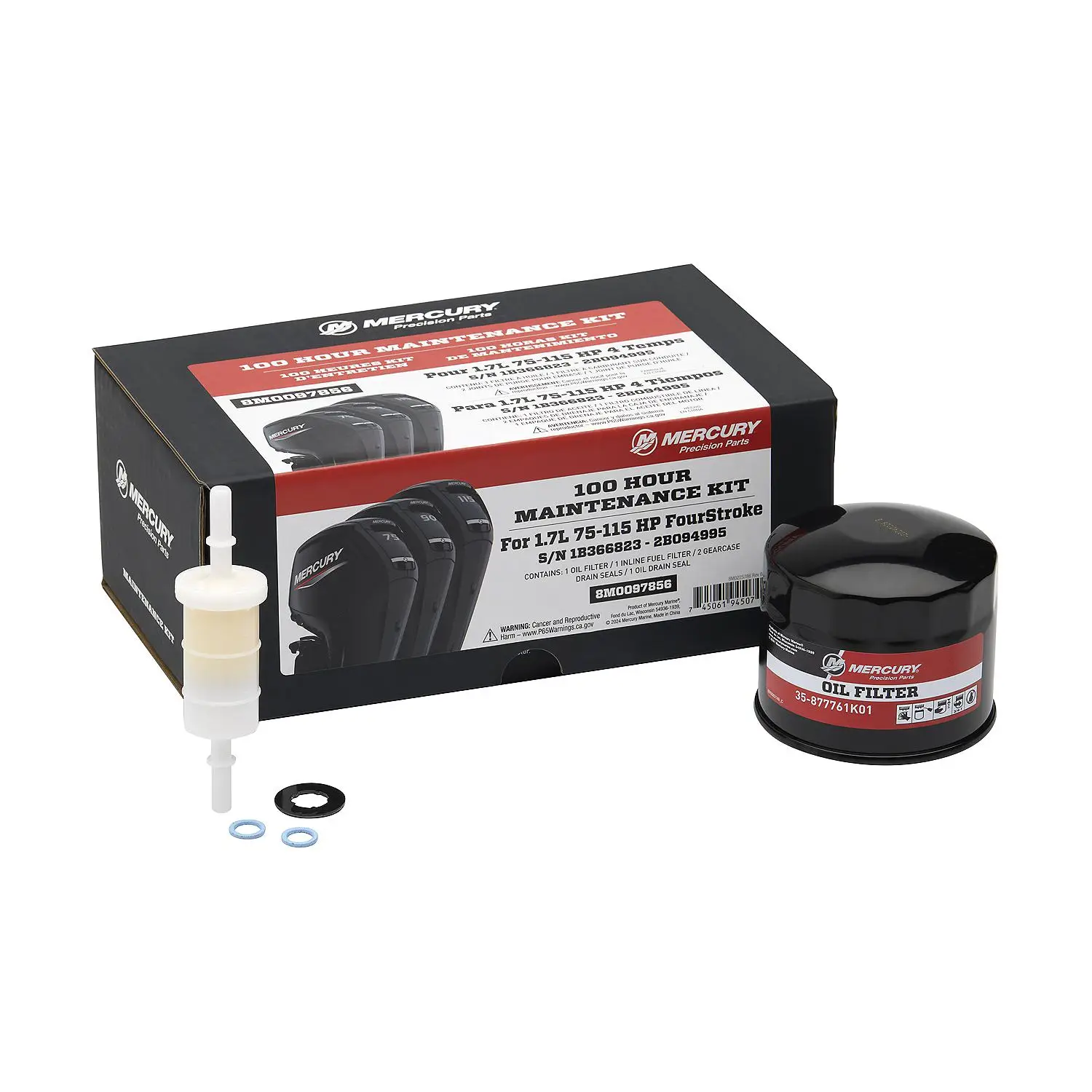 Mercury 1.7L 75-115hp FourStroke 100 Hour Maintenance Kit - Image 3