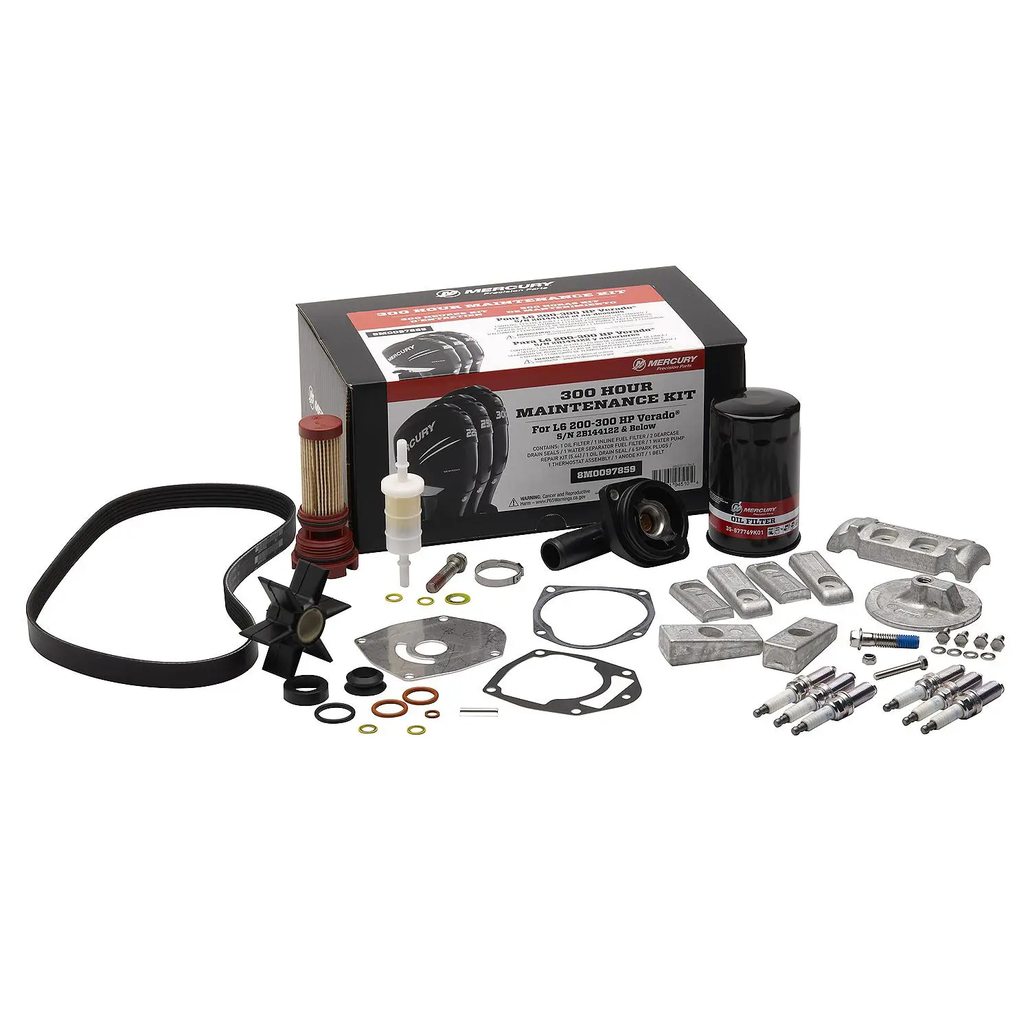 Mercury L6 200-300hp Verado EFI FourStroke 300 Hour Maintenance Kit (with anodes) - Image 2