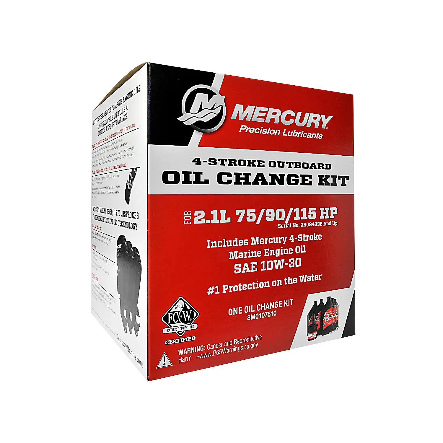 Mercury 8M0107510 SAE 10W-30 4-Stroke Outboard Oil Change Kit for Mercury 2.1L 75/90/115hp EFI Outboards - Image 2