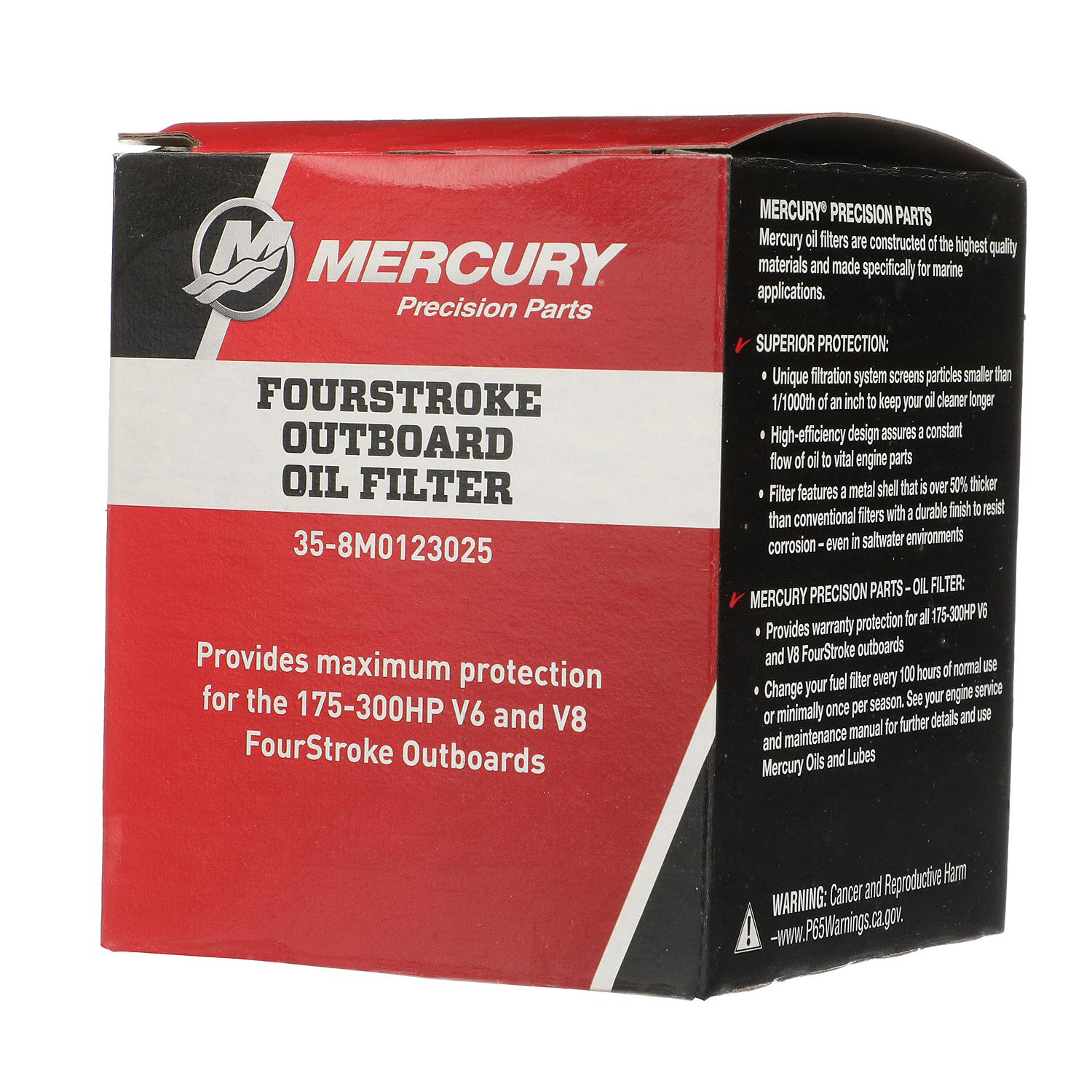 Mercury Replacement Oil Filter 8M0123025 for Mercury V6 and V8 FourStroke Outboards - Image 2