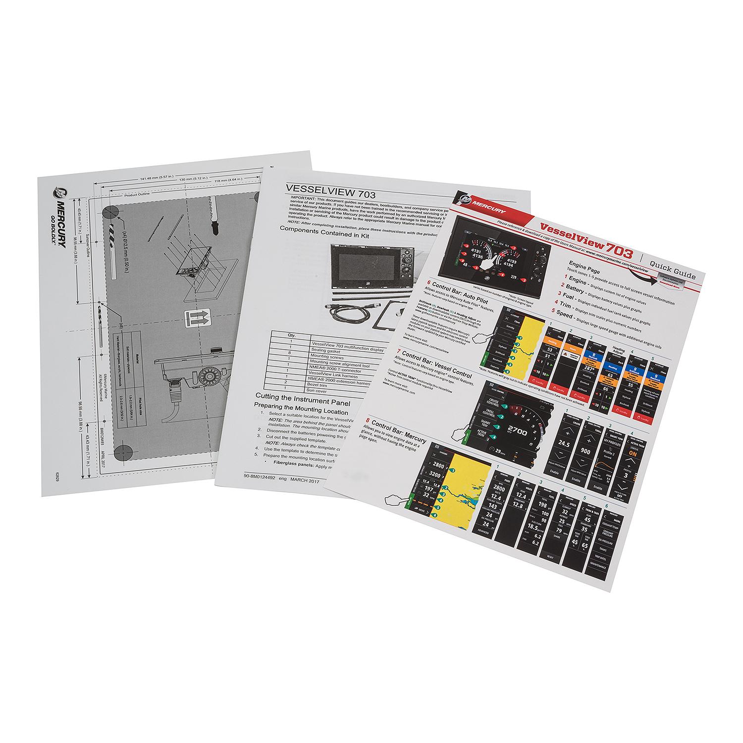 8M0124495 VesselView 703 Seven Inch Display – Single Engine Mercury Outboard or MerCruiser Engine with SmartCraft