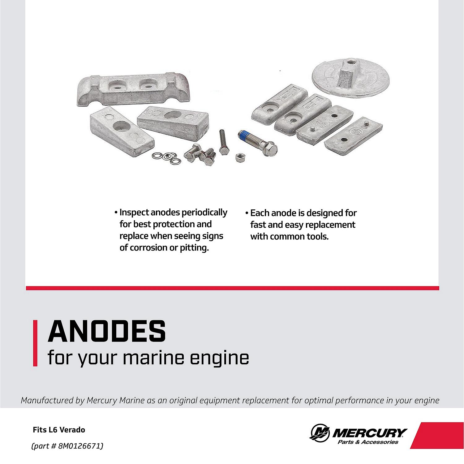 Mercury Aluminum Anode Kit 8M0126671 for Mercury L6 200-300hp Verado Outboards - Image 4