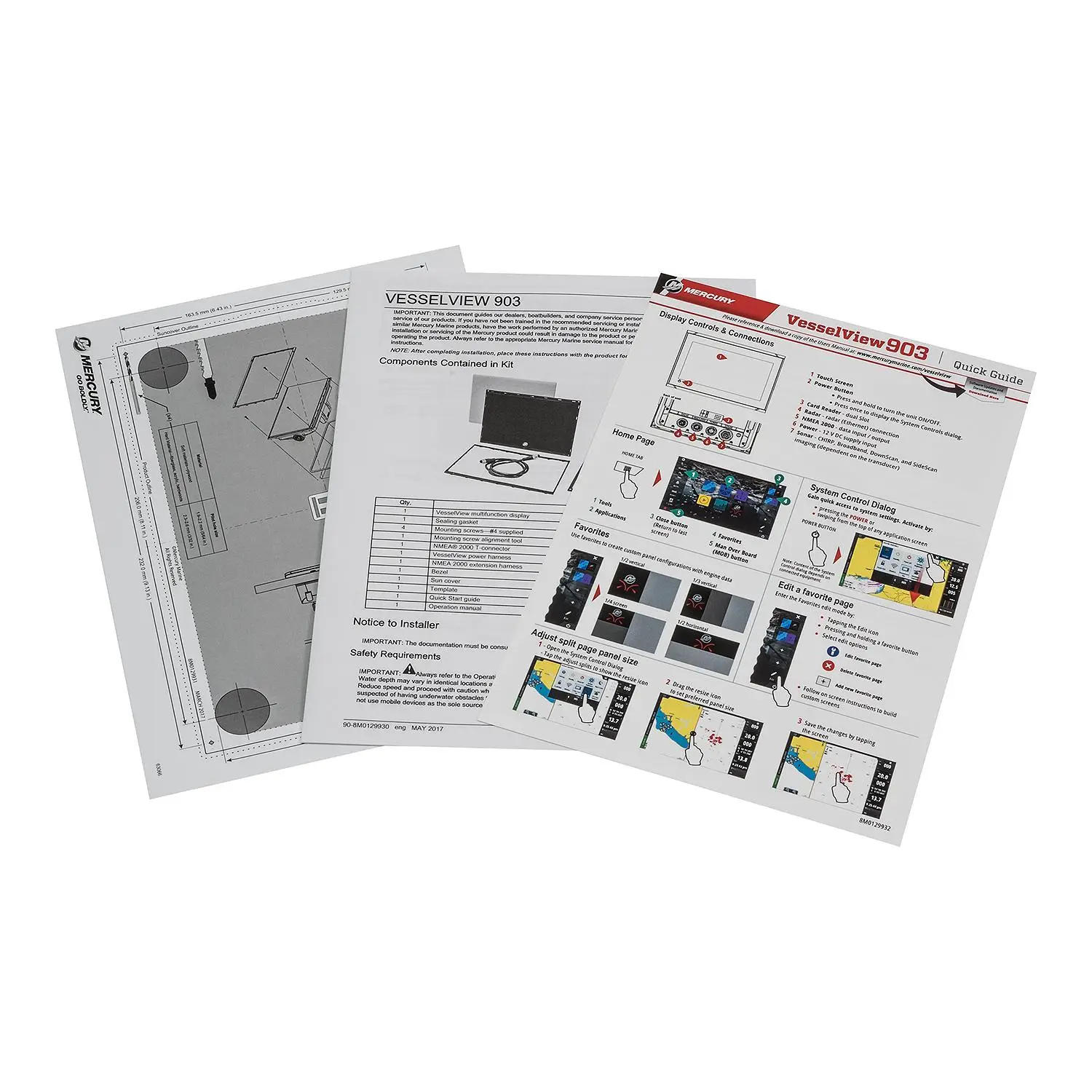 8M0129543 VesselView 903 Nine Inch Display – Single Engine Mercury Outboard or MerCruiser Engine with SmartCraft