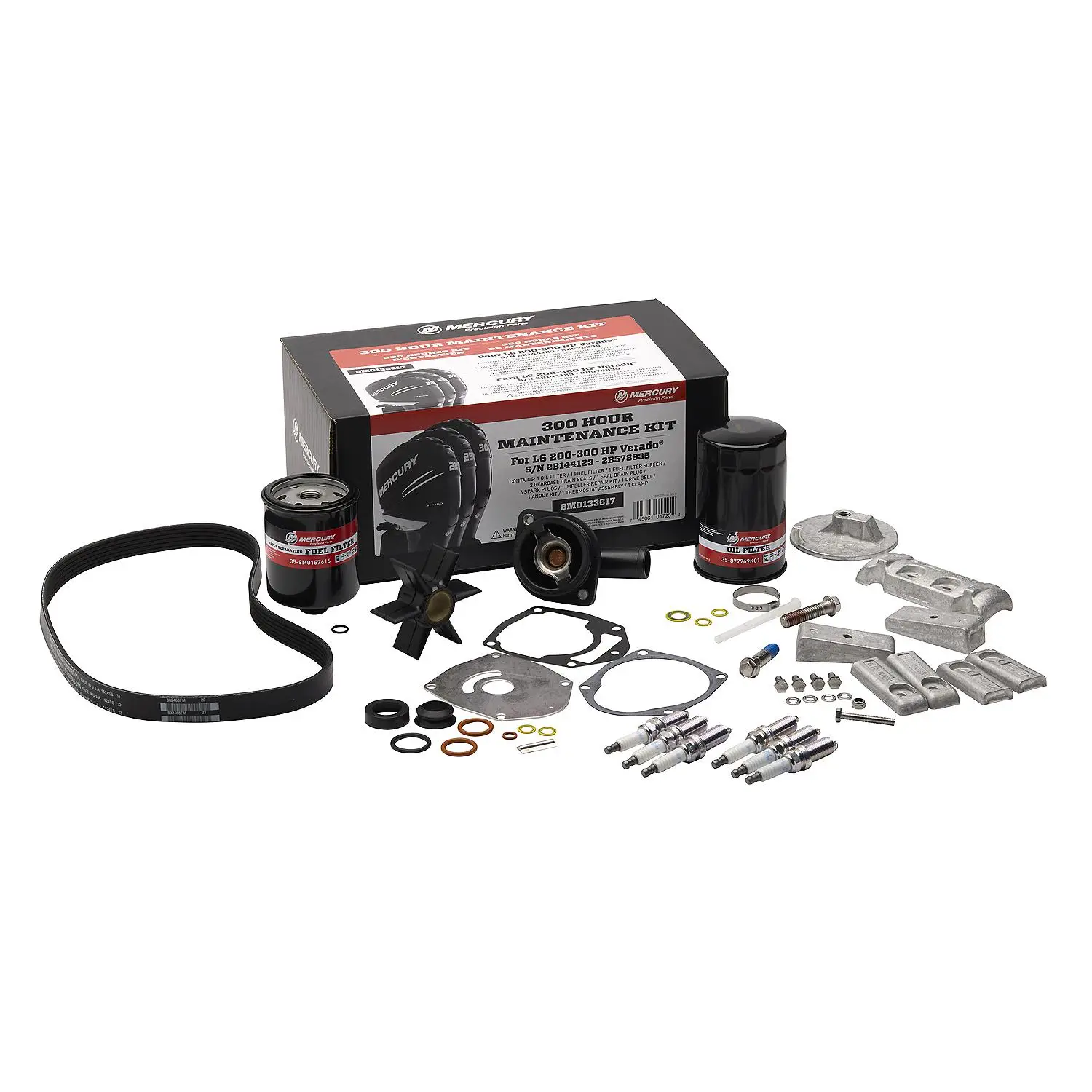 Mercury L6 200-300hp Verado EFI 300 Hour Maintenance Kit (with anodes)