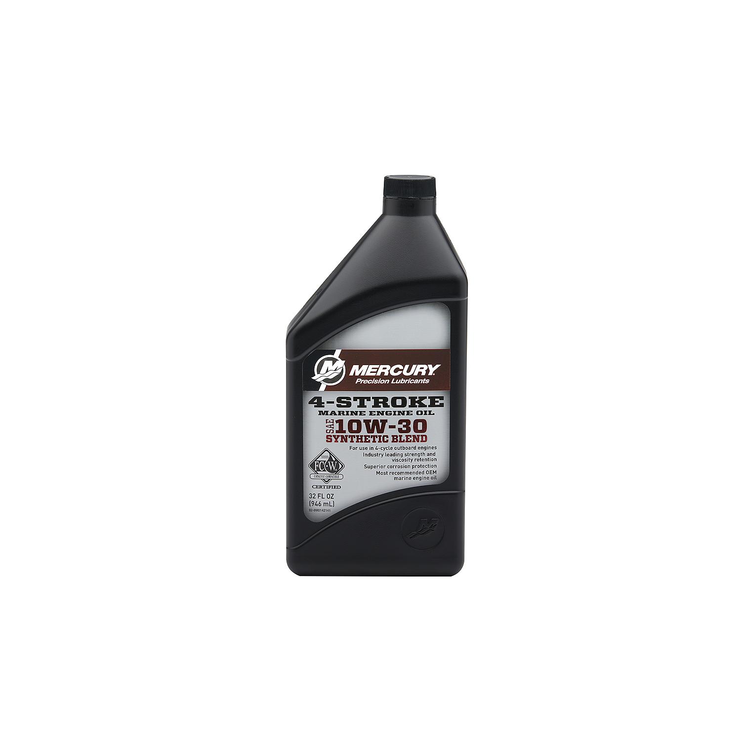 Mercury 8M0142141 SAE 10W-30 Synthetic Blend 4-Stroke Marine Engine Oil - 1 Quart Bottle - Image 2