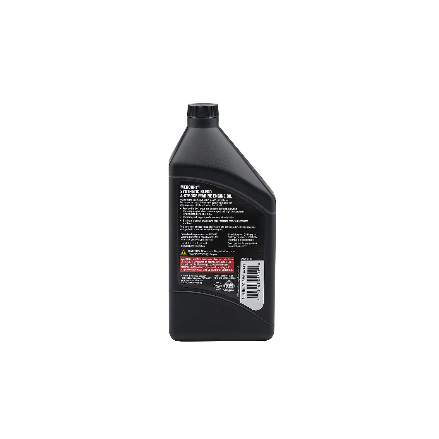 Mercury 8M0142141 SAE 10W-30 Synthetic Blend 4-Stroke Marine Engine Oil - 1 Quart Bottle - Image 3