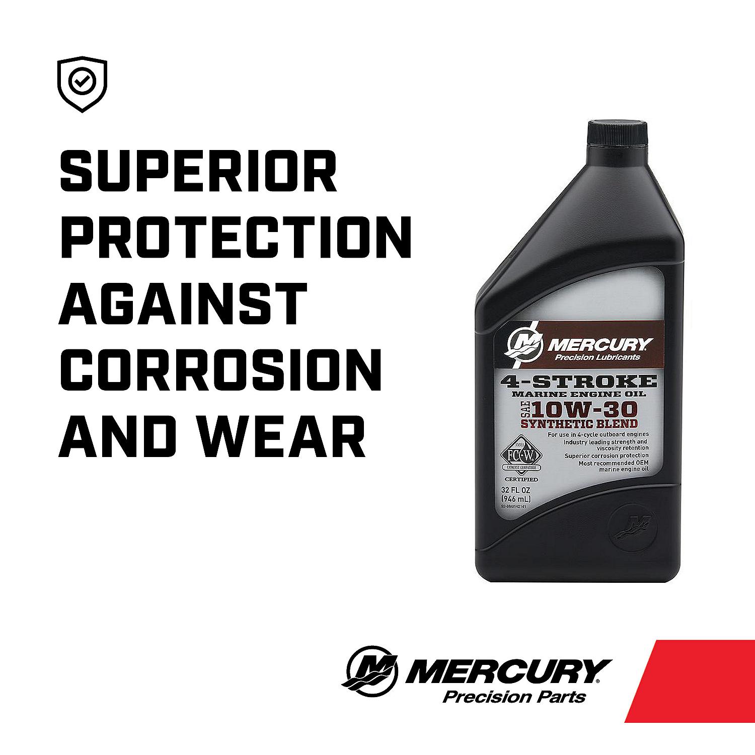 Mercury 8M0142141 SAE 10W-30 Synthetic Blend 4-Stroke Marine Engine Oil - 1 Quart Bottle - Image 5