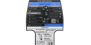 Mercury Maintenance Schedule Decal 8M0142526 for 3.4L V6 175-225hp FourStroke Outboards