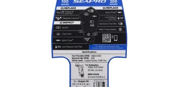 Mercury Maintenance Schedule Decal 8M0148534 for 3.4L V6 200hp SeaPro Outboards