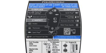 Mercury Maintenance Schedule Decal 8M0148536 for 4.6L V8 250-300hp FourStroke and Verado Outboards