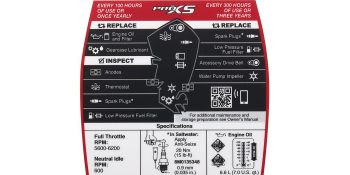 Mercury Maintenance Decal 8M0148538 for 4.6L V8 200-300hp Pro XS Outboards