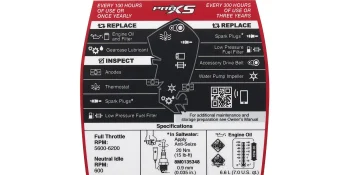 Mercury Maintenance Decal 8M0148538 for 4.6L V8 200-300hp Pro XS Outboards