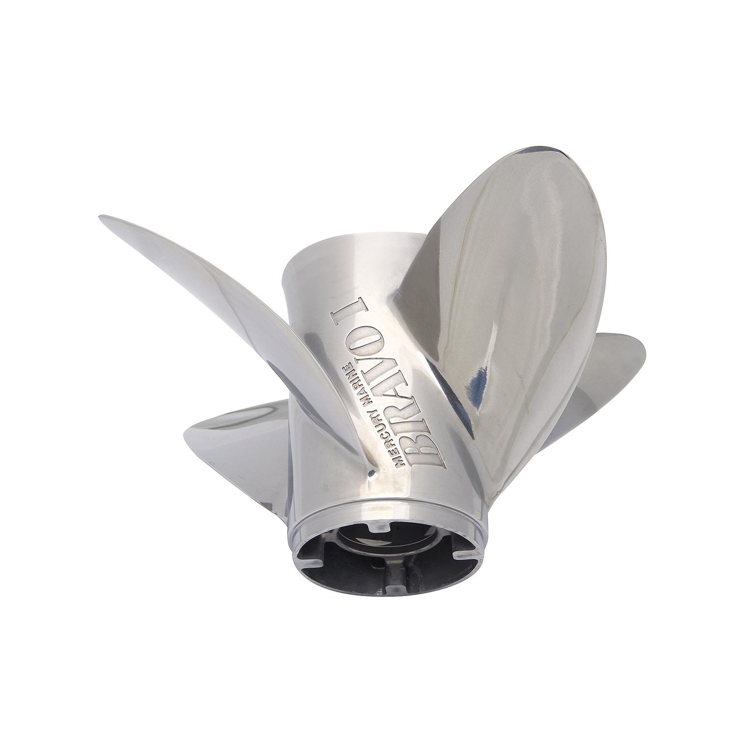 Mercury Bravo I 8M0151220 4-Blade Stainless Steel Propeller, 15.25″ Diameter x 32″ Pitch, Left-Hand Rotation
