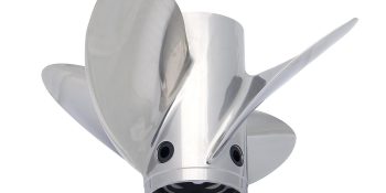 Mercury Trophy Plus 8M0151393 4-Blade Stainless Steel Propeller, 13.75″ Diameter x 24″ Pitch, Right-Hand Rotation