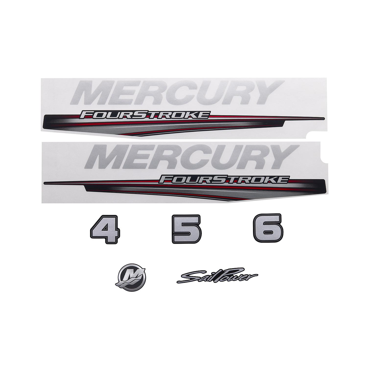 Mercury Decal Set 8M0161226 for Mercury 4-6hp Carbureted Outboards