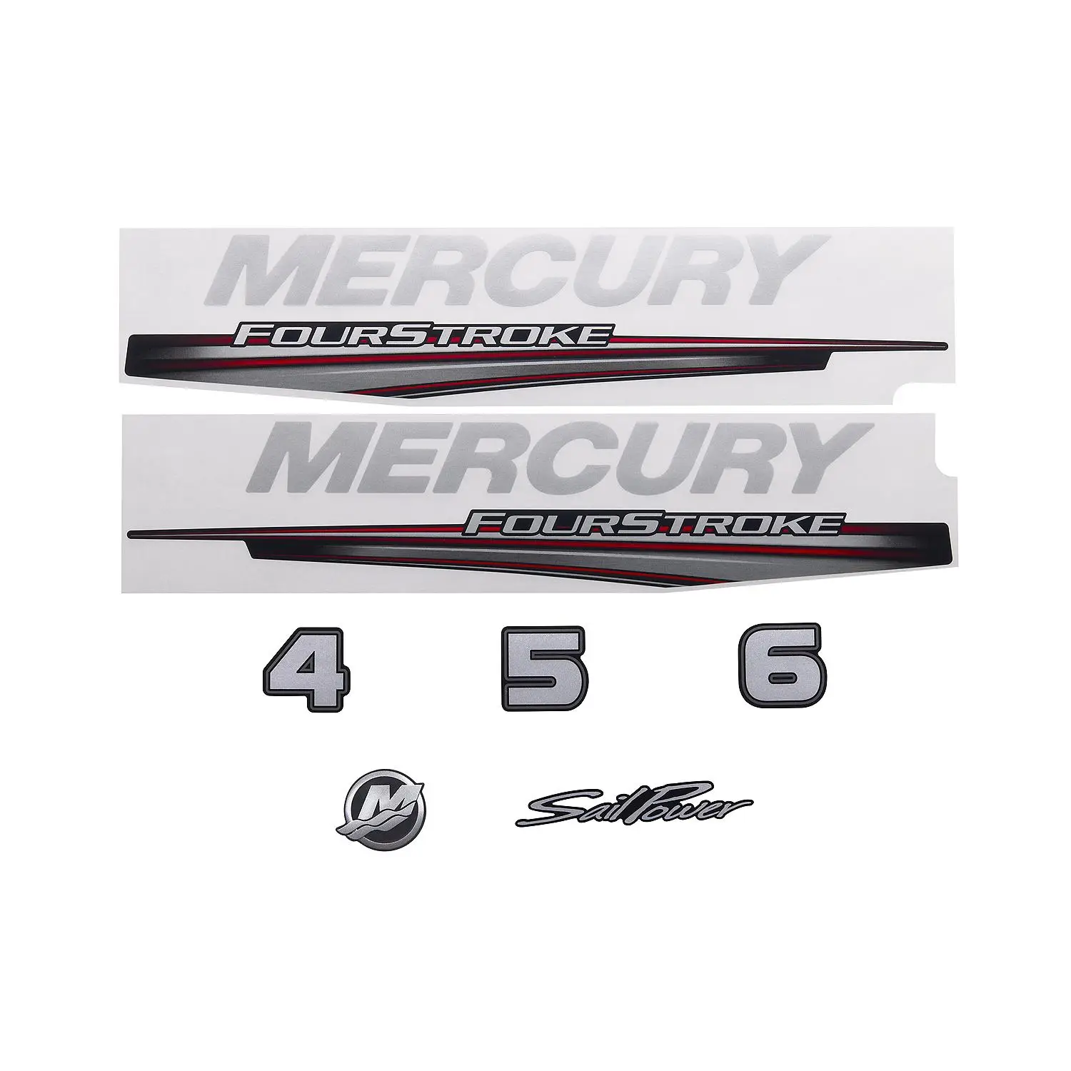 Mercury Decal Set 8M0161226 for Mercury 4-6hp Carbureted Outboards