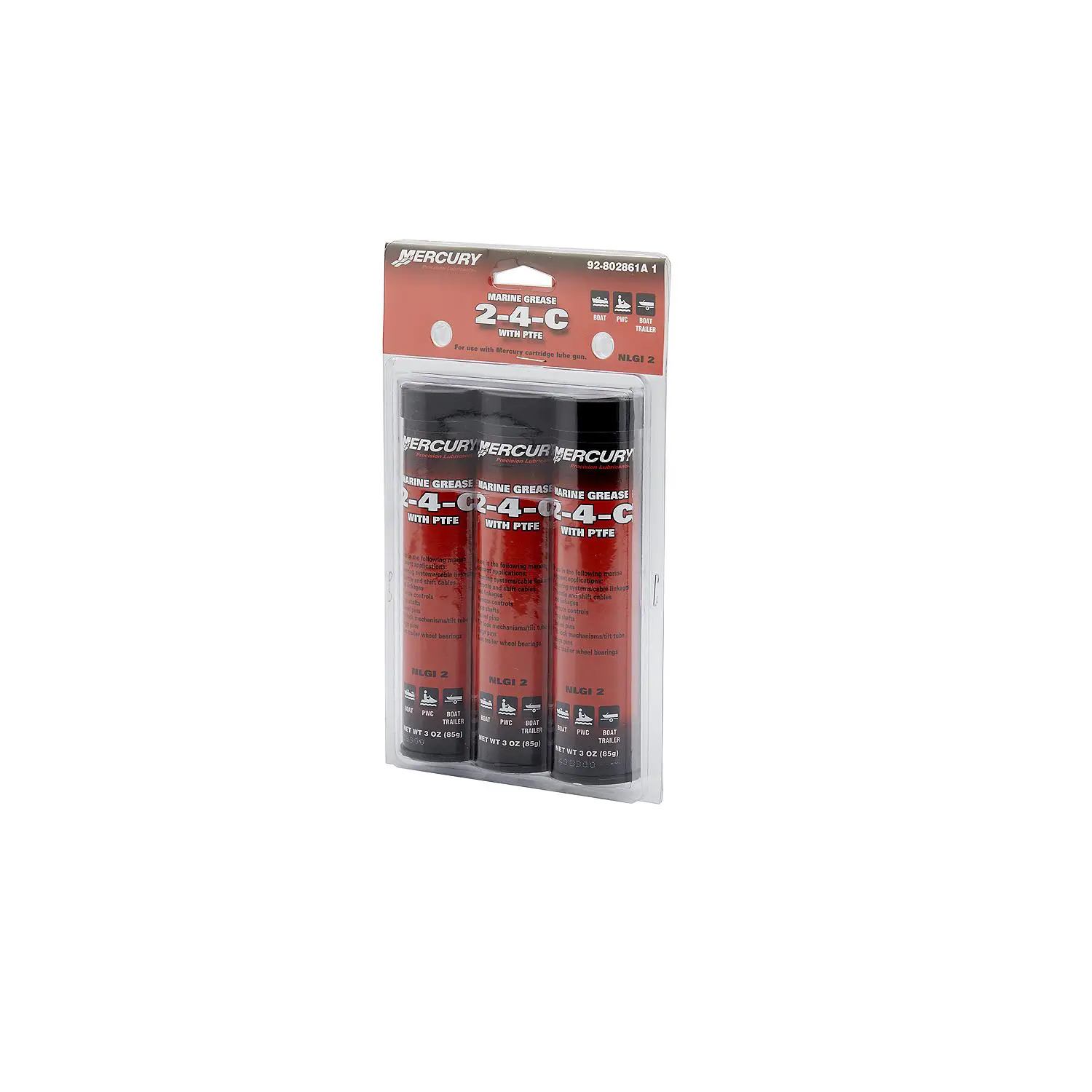 Mercury 802861A1 2-4-C Marine Grease with PTFE - Multi-Purpose Marine Lubricant - 3-Pack of 3 oz Cartridges - Image 2