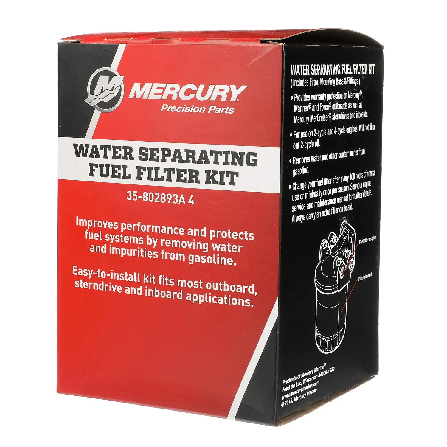 Mercury Remote-Mounting Water Separating Fuel Filter Kit 802893A4 for most outboards and MerCruiser engines. - Image 3