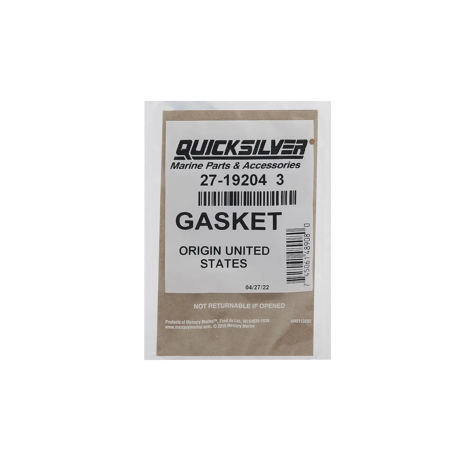Quicksilver 192043 Water Pump Base Gasket, Mercury, 6-15hp 2-Stroke and 9.9-15hp 4-Stroke - Image 2