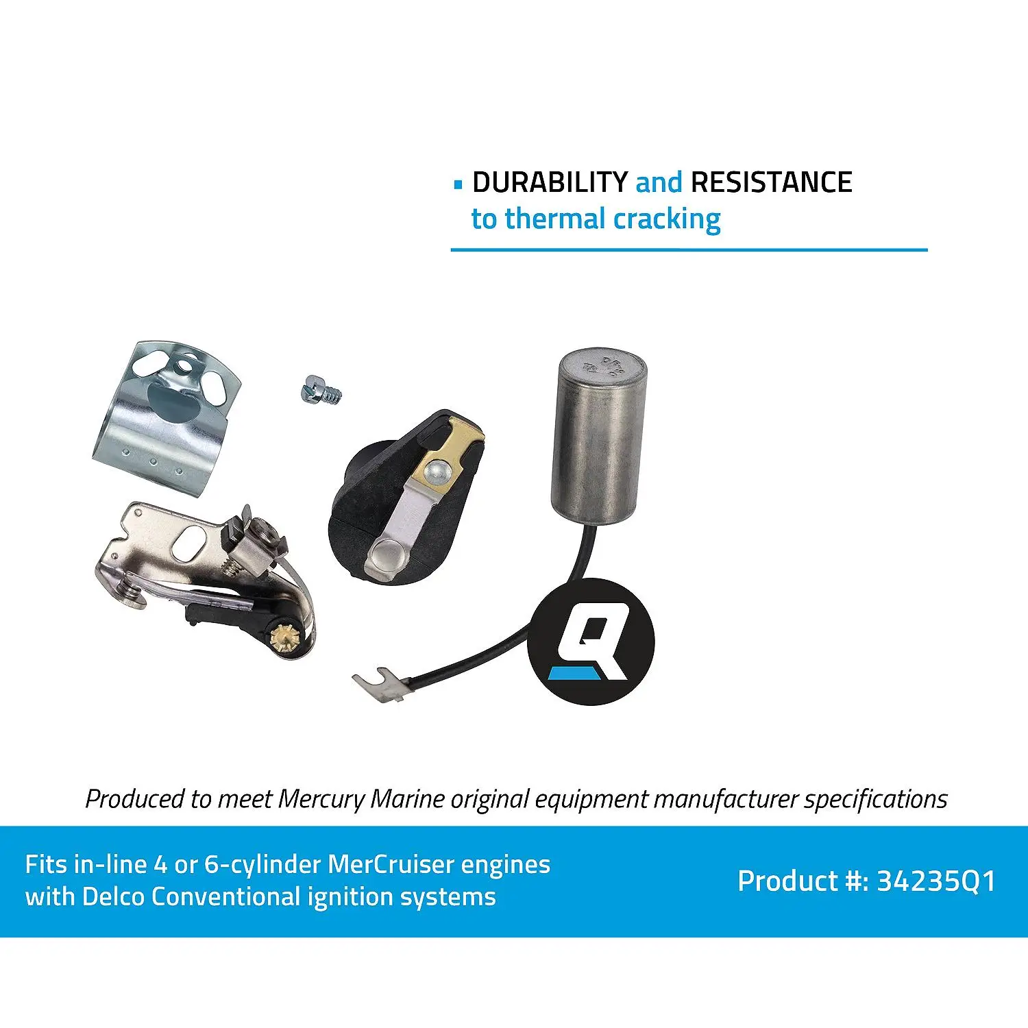 Quicksilver 34235Q1 Ignition Tune Up Kit for Marinized 4- and 6-Cylinder General Motors Engines w/ Delco Conventional Ignition Systems, 1-Pack - Image 2