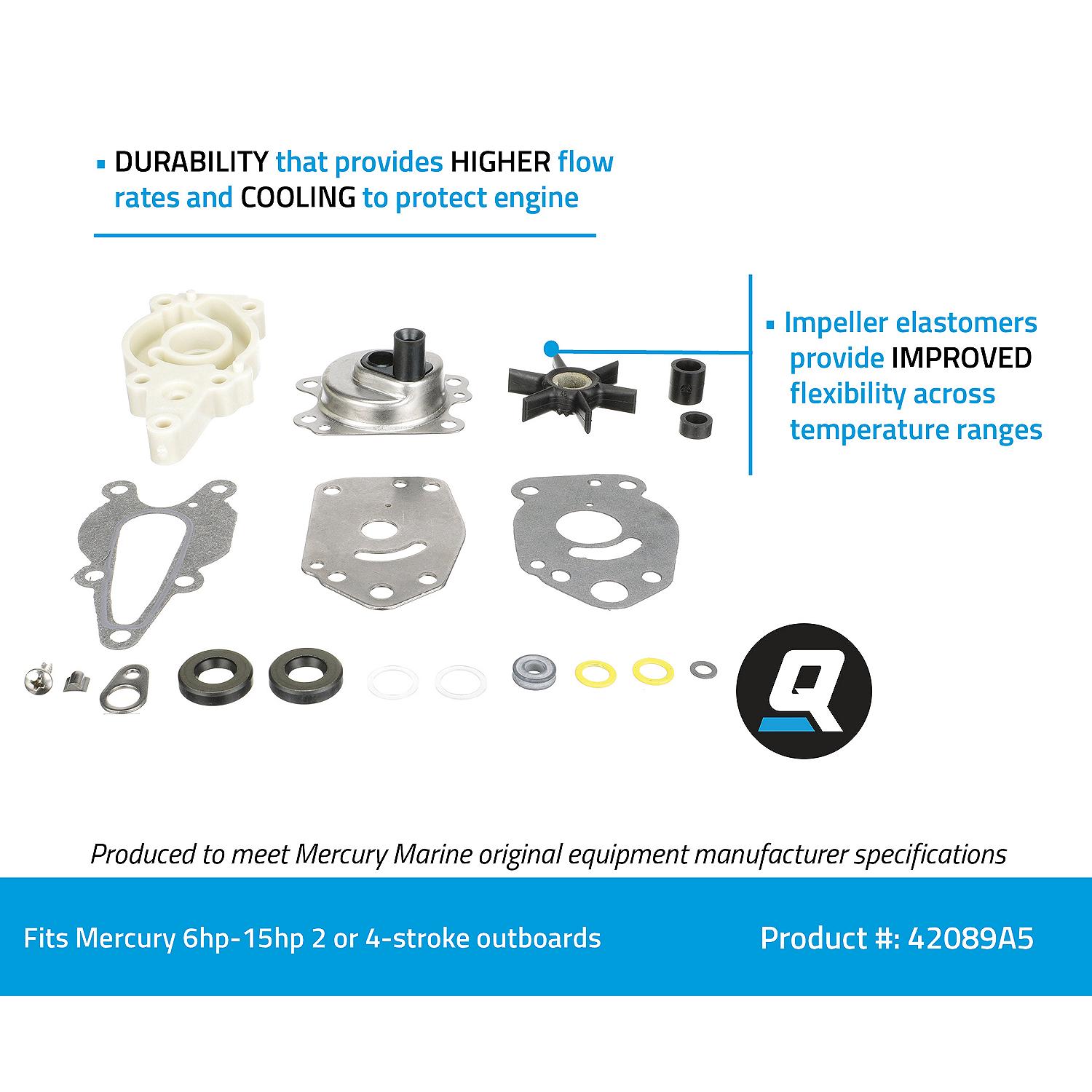 Quicksilver 42089A5 Water Pump Repair Kit for Mercury or Mariner 6-15hp 2-Stroke & 4-Stroke Outboards - Image 5