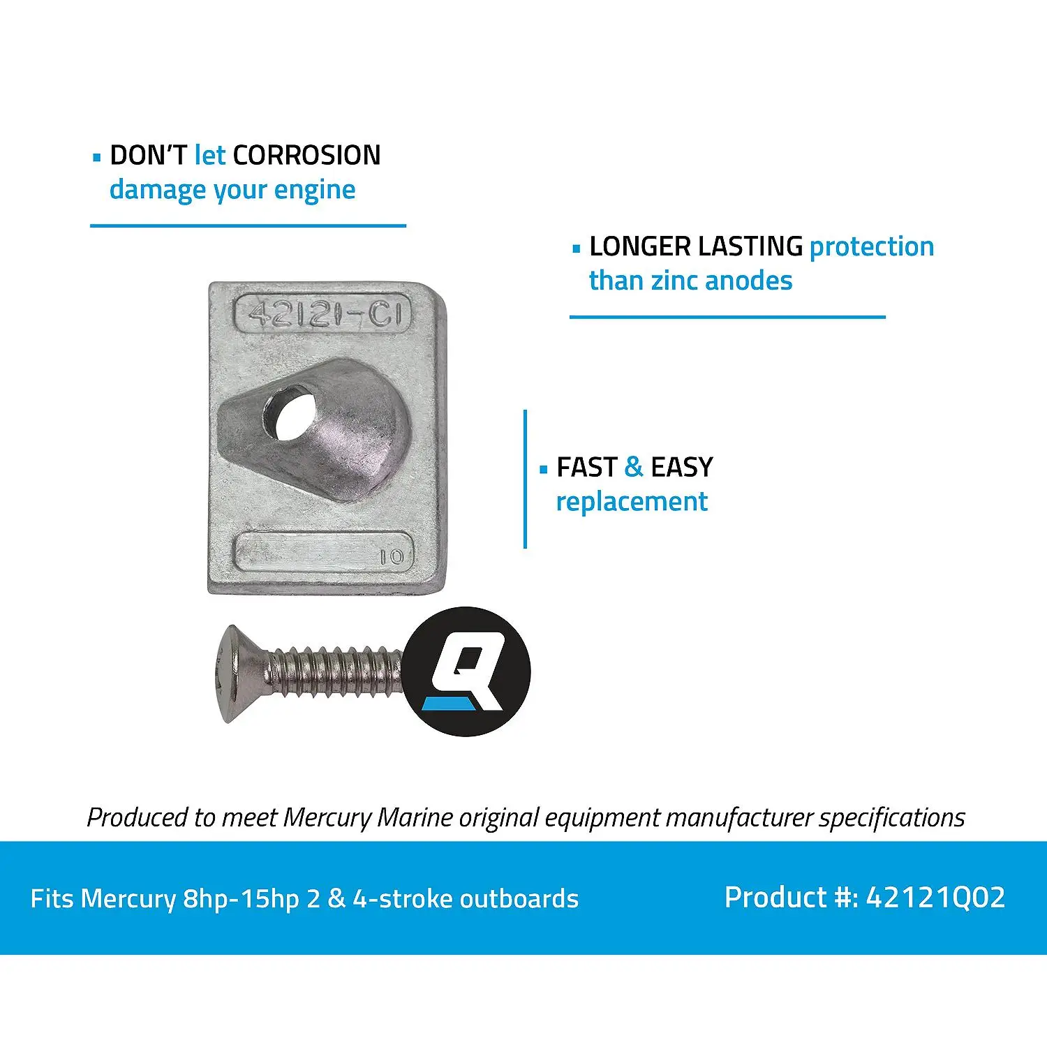 Quicksilver 42121Q02 Square Aluminum Anode Set for Mercury or Mariner and Force Outboards - Image 3