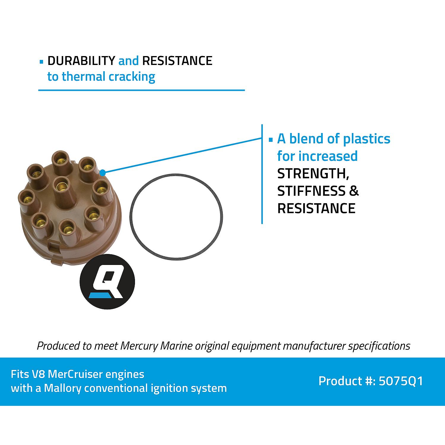 Quicksilver 5075Q1 Distributor Cap for Marinized V8 Engines by Ford w/ Mallory Conventional Ignition Systems - Image 4