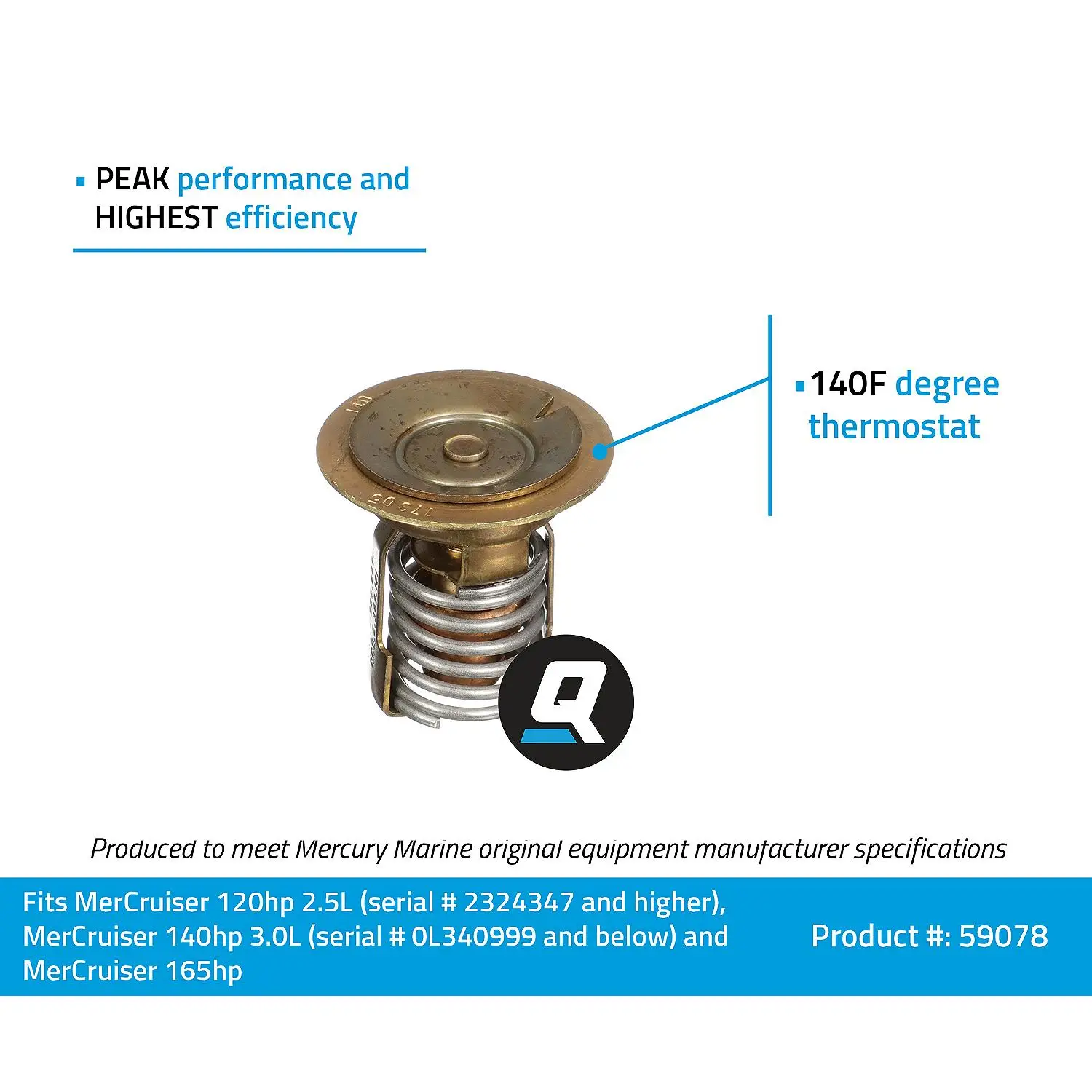 Quicksilver 59078 Replacement Marine Boat Thermostat, 140 Degree F - Image 2
