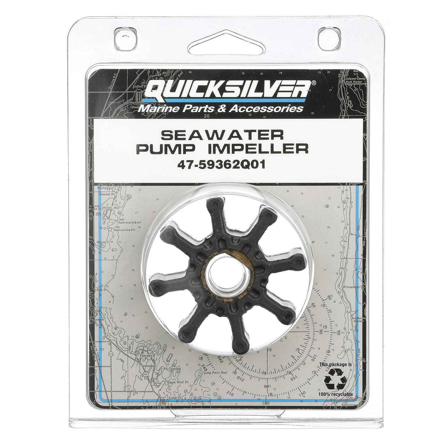 Quicksilver 59362Q01 Sea Water Pump Impeller for MerCruiser Engines w/ Engine Mounted, 2-Piece, Plastic Housing - Image 4