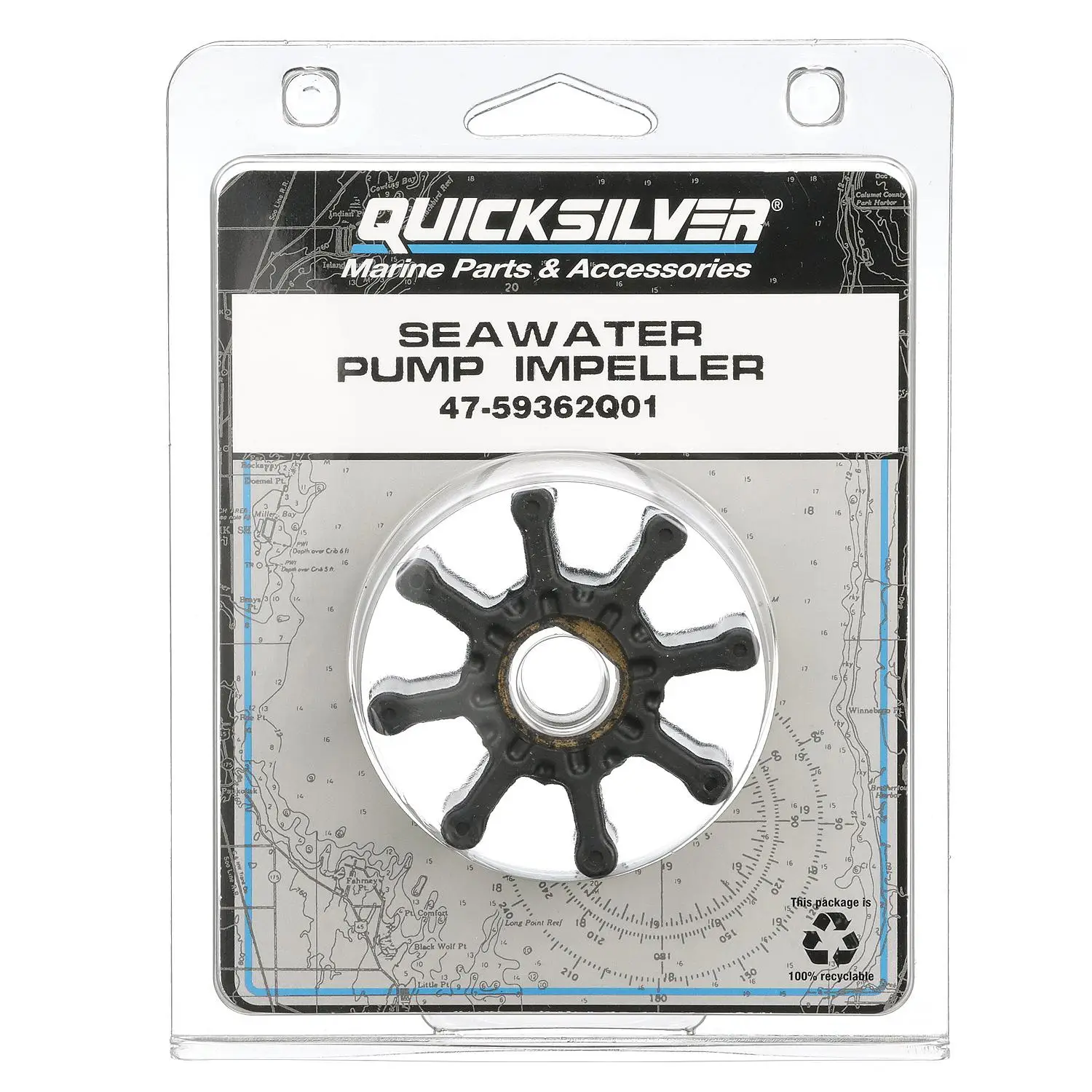 Quicksilver 59362Q01 Sea Water Pump Impeller for MerCruiser Engines w/ Engine Mounted, 2-Piece, Plastic Housing - Image 4