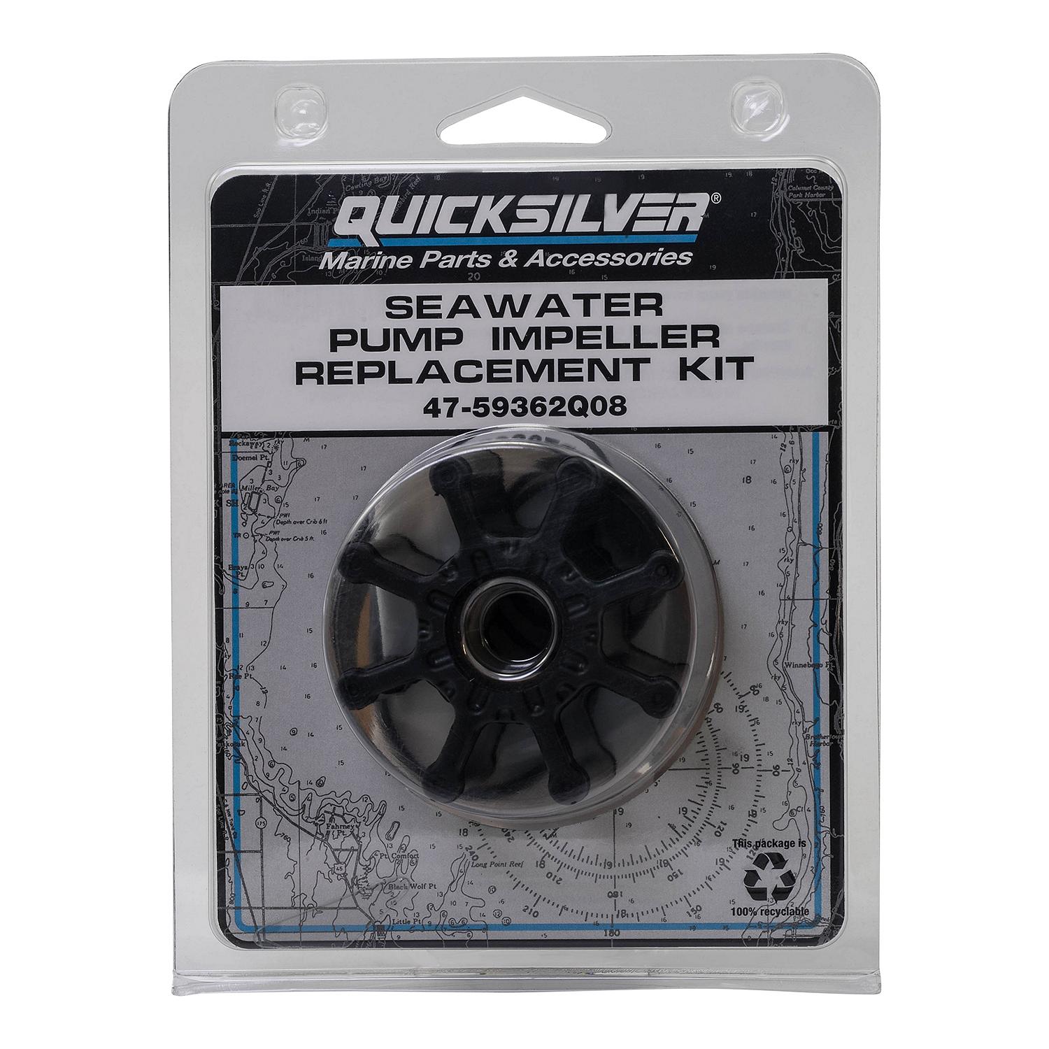 Quicksilver 59362Q08 Sea Water Pump Impeller Replacement Kit for Bravo I, II and III w/ 2-Piece Pump Body