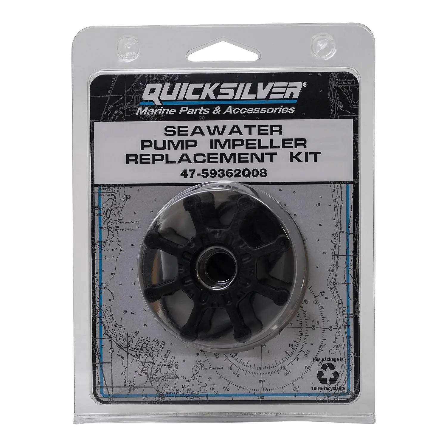 Quicksilver 59362Q08 Sea Water Pump Impeller Replacement Kit for Bravo I, II and III w/ 2-Piece Pump Body