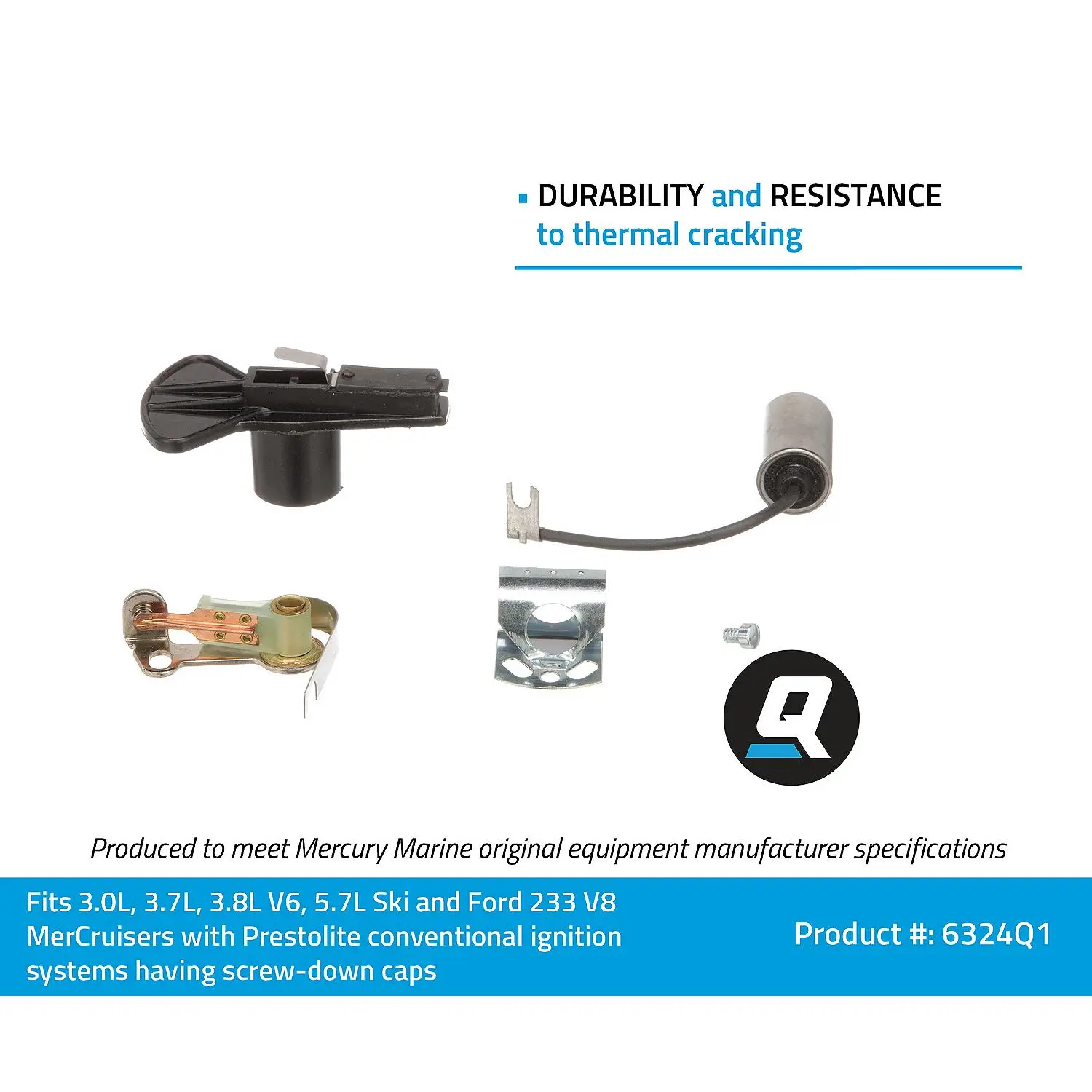 Quicksilver 6324Q1 Ignition Tune Up Kit for MerCruiser Sterndrive and Inboard Engines Made by General Motors or Ford w/ Prestolite Conventional Ignition Systems, 1-Pack - Image 6