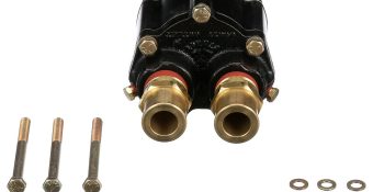 Quicksilver 72774A32 Brass Sea Water Pump Housing for Mercury V8 MerCruiser Engines w/ V-Belt Pulley System for Engine Accessories