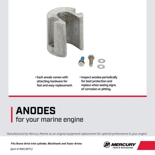 Mercury Aluminum Anode 806190T1 for Bravo, Blackhawk and Vazer Drives