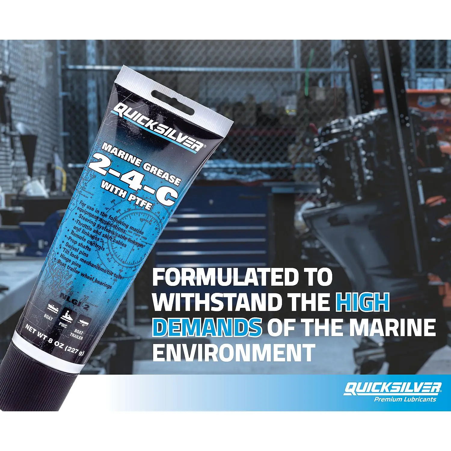 Quicksilver 802859Q1 2-4-C Marine Grease w/ Teflon, Multi-Purpose Marine Lubricant, 8 oz. Tube - Image 5