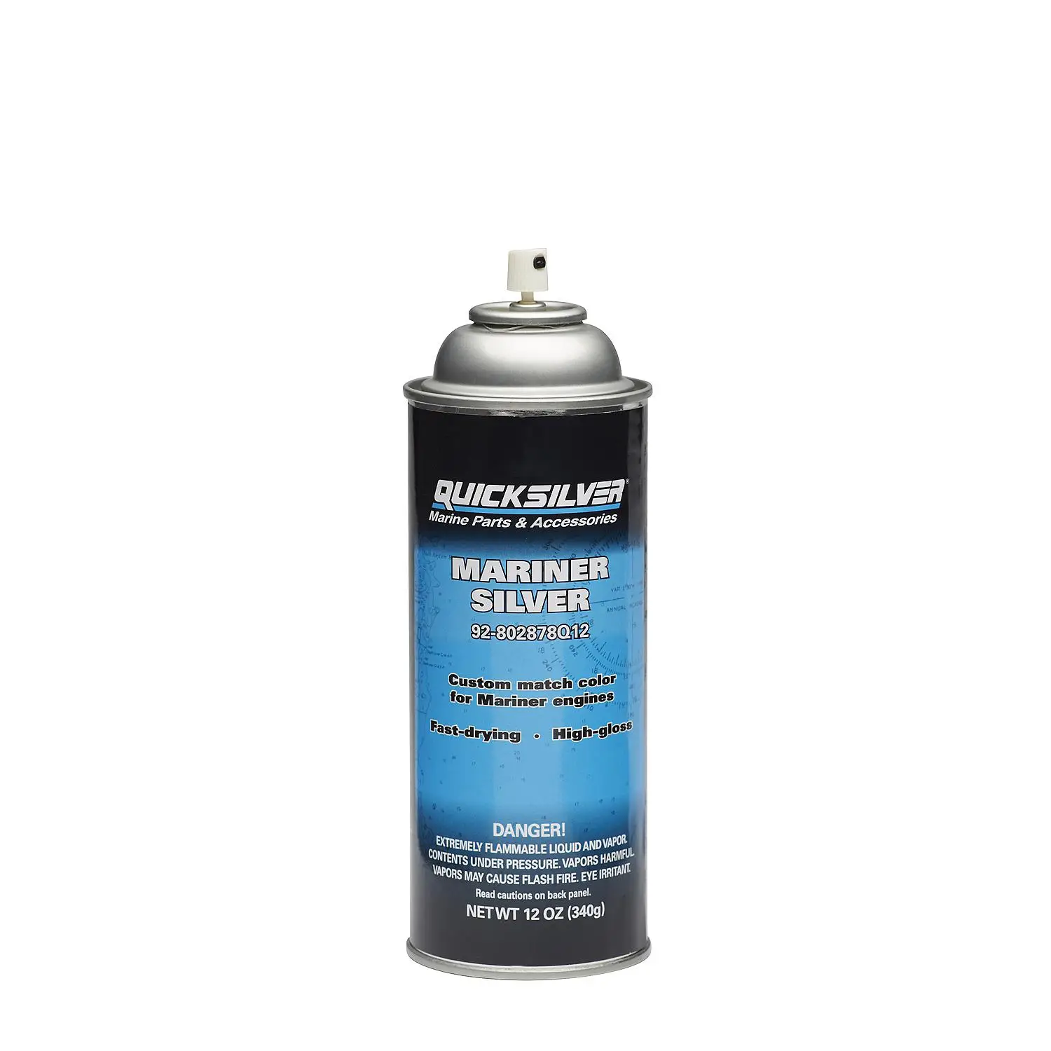 Quicksilver 802878A12 Mariner Silver Enamel Paint, 12 Oz. Spray Can