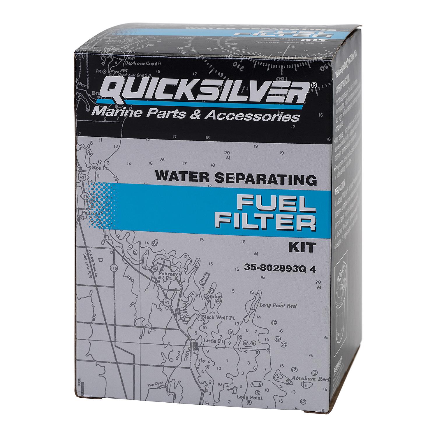 Quicksilver 802893Q4 Water Separating Fuel Filter Kit for Mercury and Mariner Outboards and MerCruiser Sterndrive and Inboard Engines